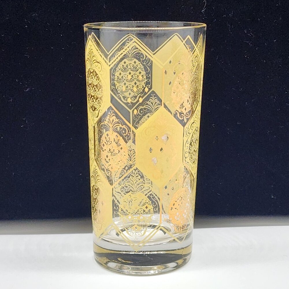 MCM Cera Ned Harris Pineapple Highball Glass Yellow Gold 5.5" Tall